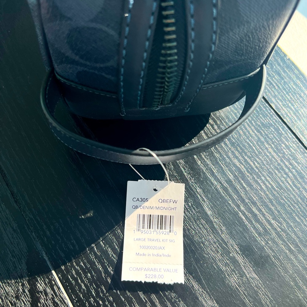 Leather COACH Signature Denim Midnight Navy Travel Bag